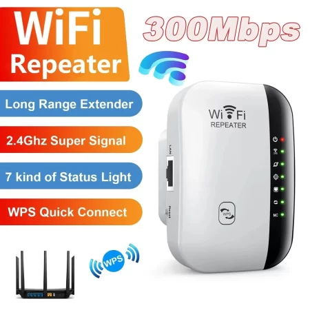WiFi Signal Extender Range Repeater Booster Internet Amplifier 300Mbps - UK Plug