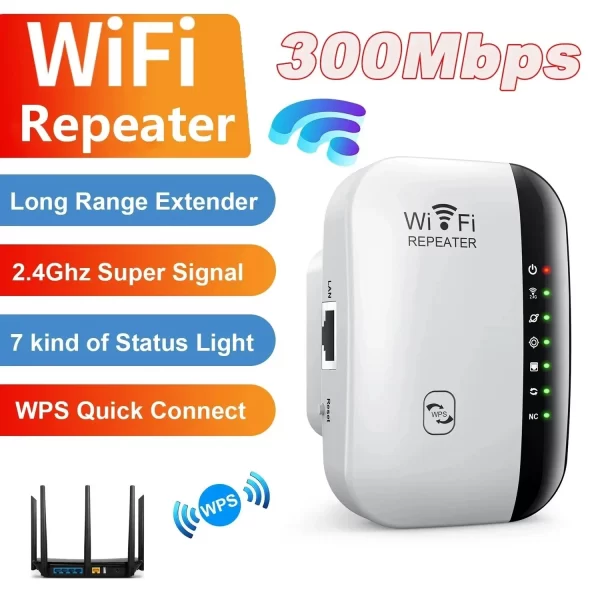 WiFi Signal Extender Range Repeater Booster Internet Amplifier 300Mbps - UK Plug